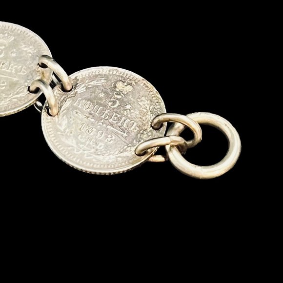 Antique WW1 Russian Kopeyka 1898 - 1905 Coins Trench Art Bracelet (5063) - Picture 7 of 12